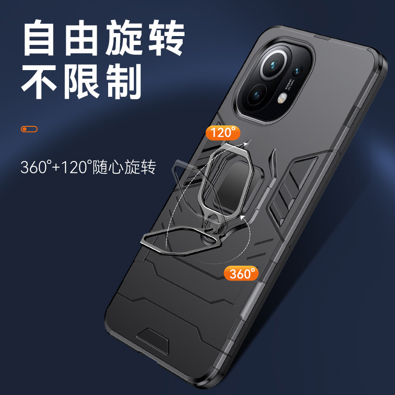 适用小米11手机壳M2011K2C保护套一体指环磁吸mi11硅胶全包防摔外壳新品车载支架小米十一防爆滑磨砂硬男女款
