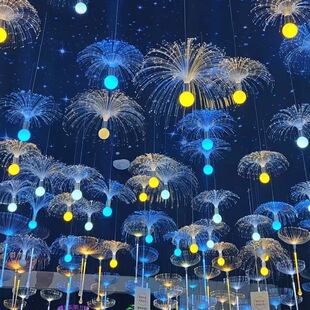 光纤氛围水母灯精灵夜景装饰节日亮化挂树灯LED户外降落伞景观灯