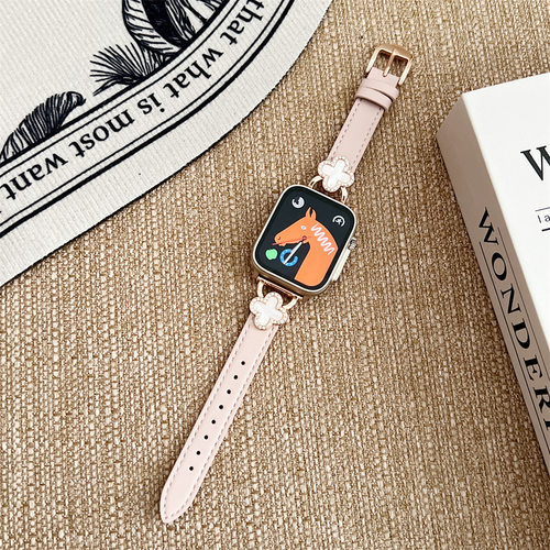 现货适用苹果表带四叶草金拼皮iwatchapplewatch智能手表带