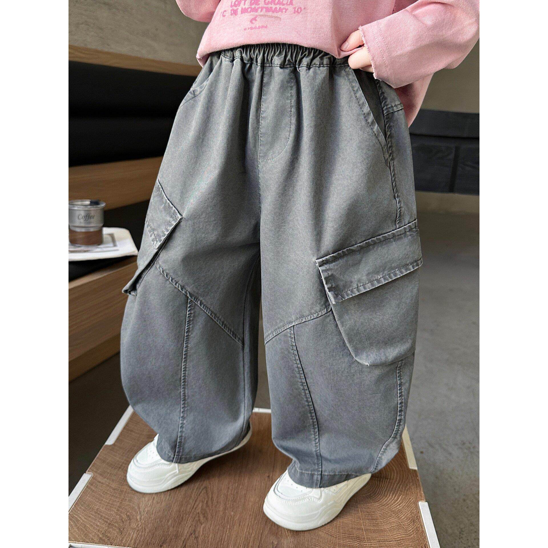 男童春秋装工装裤韩版帅气2026新款儿童休闲阔腿裤男小童宽松裤子