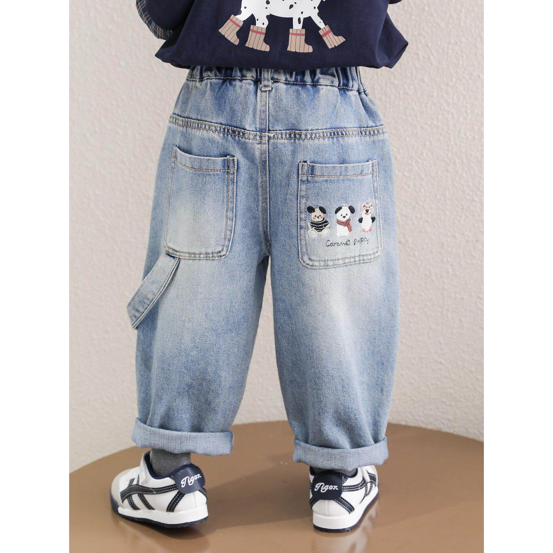 男童春秋款裤子2026新款春装韩版春季宽松儿童直筒牛仔裤帅气长裤