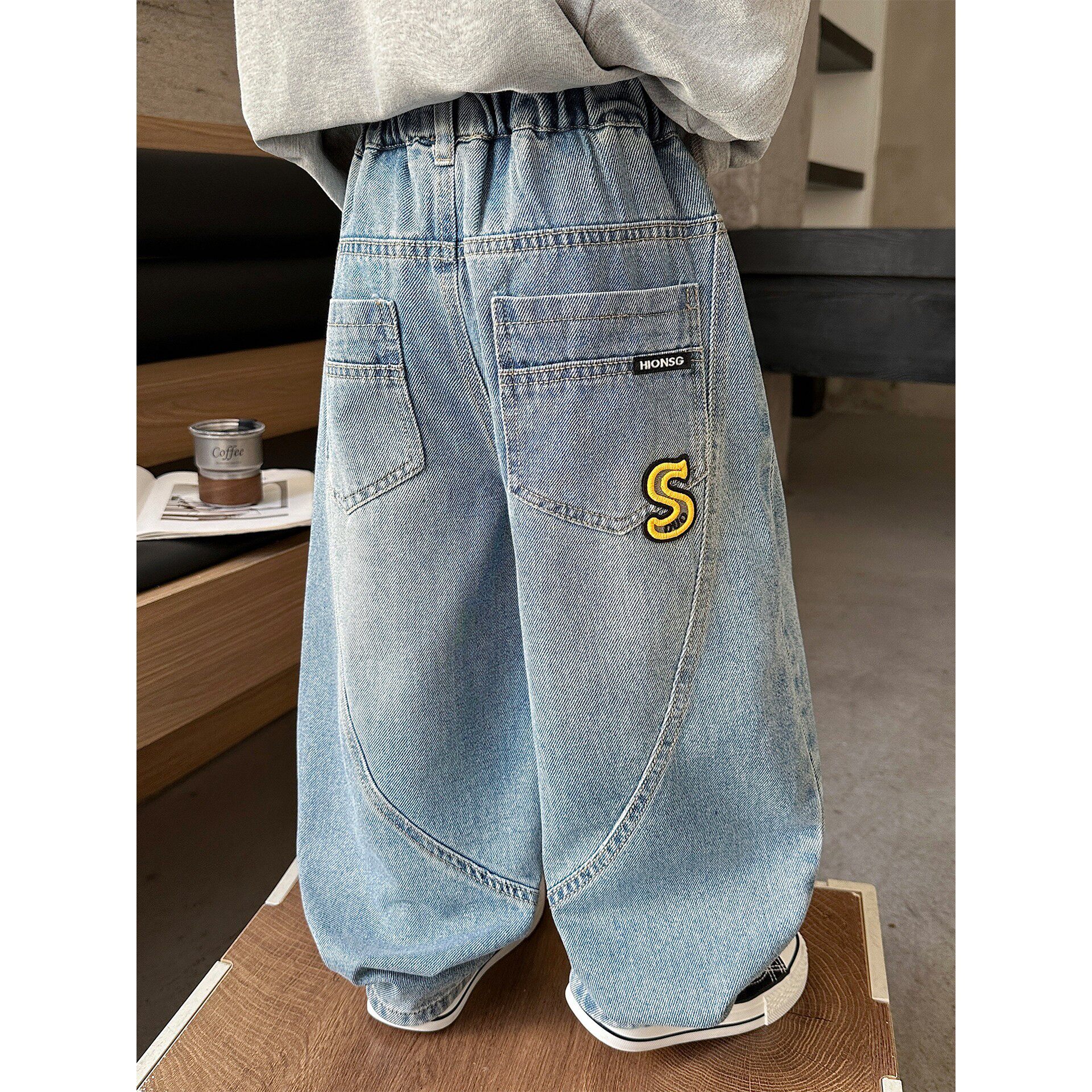 男童春季裤子儿童韩版休闲直筒裤2026春秋装新款阔腿裤时尚牛仔裤