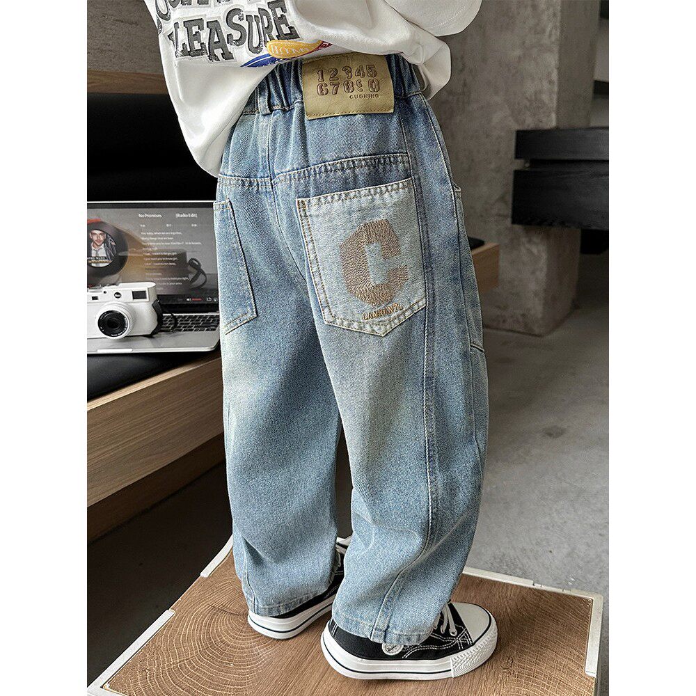 男童春季裤子儿童韩版直筒裤牛仔裤2026新款宝宝时尚百搭春秋长裤