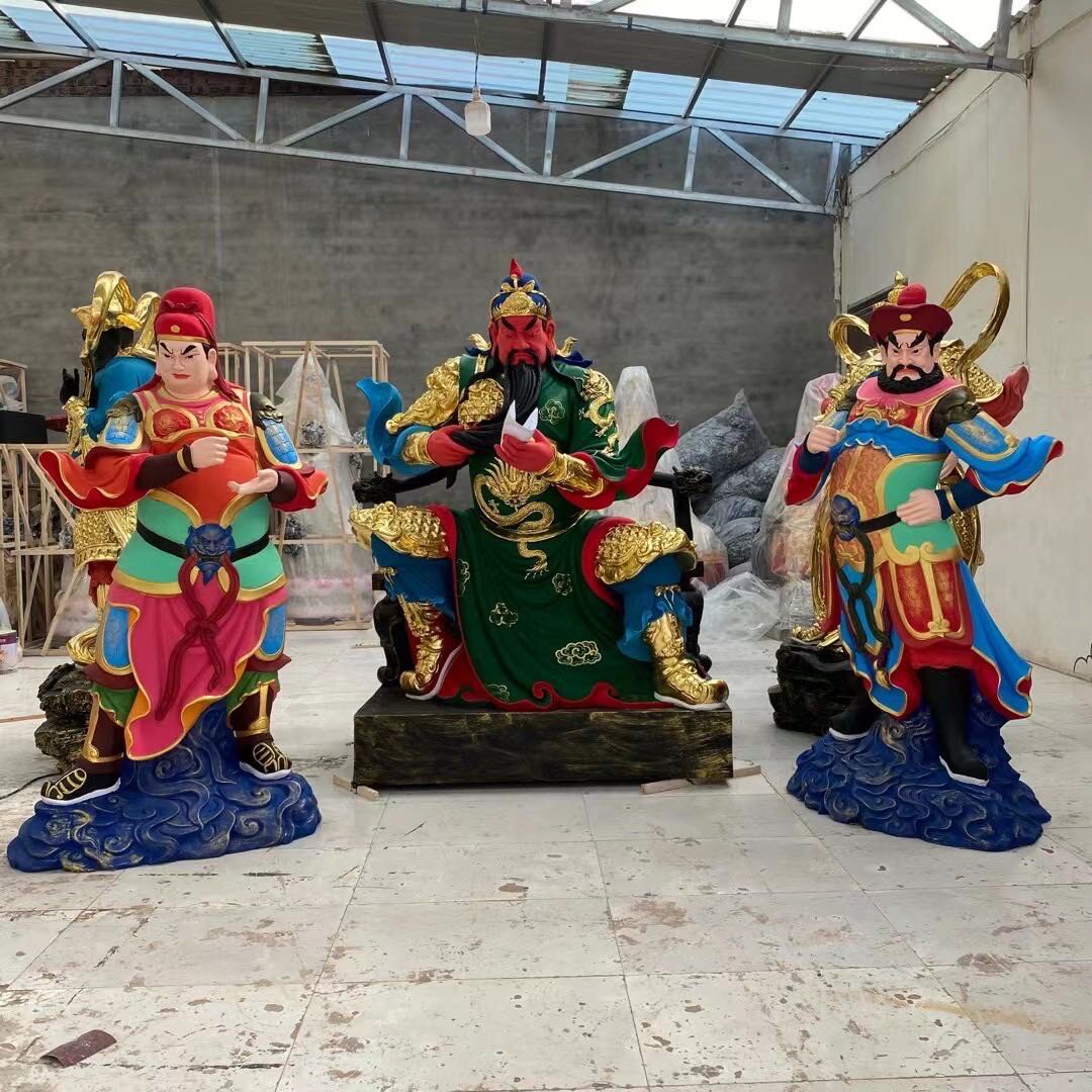 厂家直销1米6彩衣关公树脂玻璃钢 摆件周仓关平 各种颜色图案尺寸