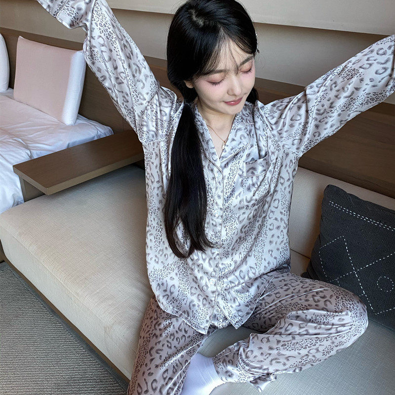 法式轻奢冰雪丝睡衣女春秋季豹纹长袖开衫可外穿高级感家居服套装,女士内衣/男士内衣/家居服,睡衣/家居服套装,淘宝优惠券,粉丝福利购,淘宝优惠卷