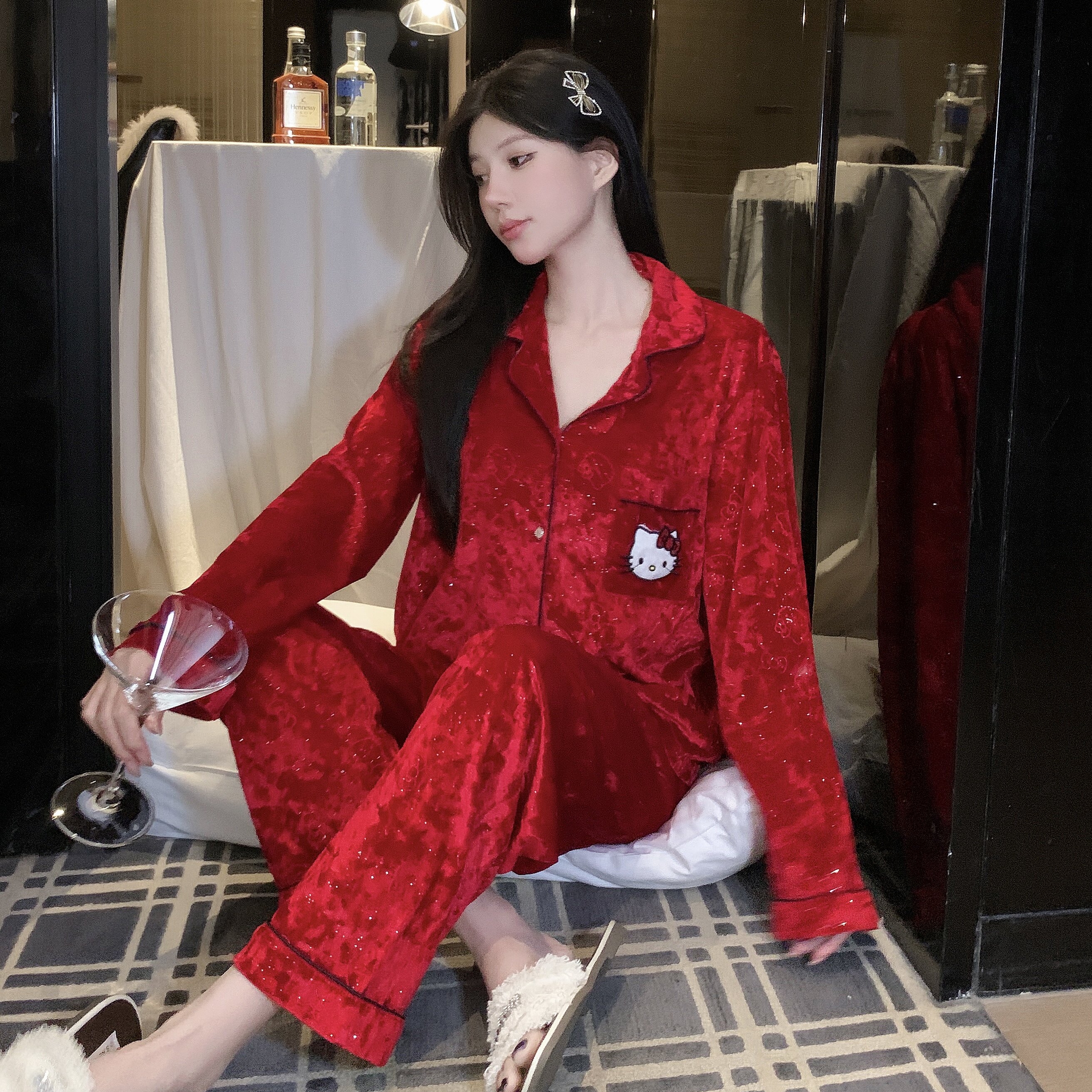 睡衣女款秋冬季金钻绒甜美长袖长裤KT猫宽松大码高级感家居服套装,女士内衣/男士内衣/家居服,睡衣/家居服套装,淘宝优惠券,粉丝福利购,淘宝优惠卷