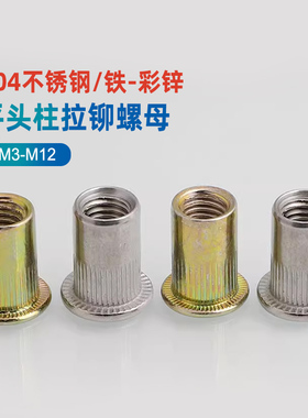 304不锈钢拉铆螺母 铆螺母 彩锌拉帽平头柱纹铆螺母拉母M3-M12GG