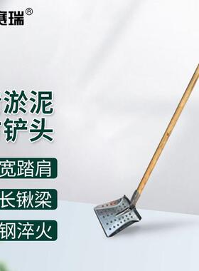 安赛瑞清淤泥弯铲掏粪池工具下水道清理铁锹燕南定制方锹头配一级