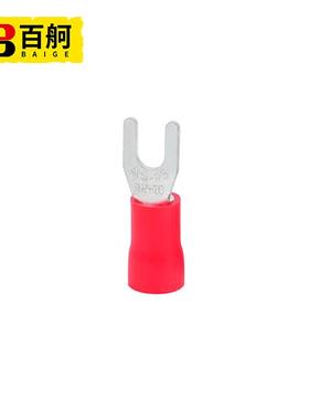 百舸端子预绝缘叉形红色接线端子冷压接线端头U形Y形端子SV3.5-55