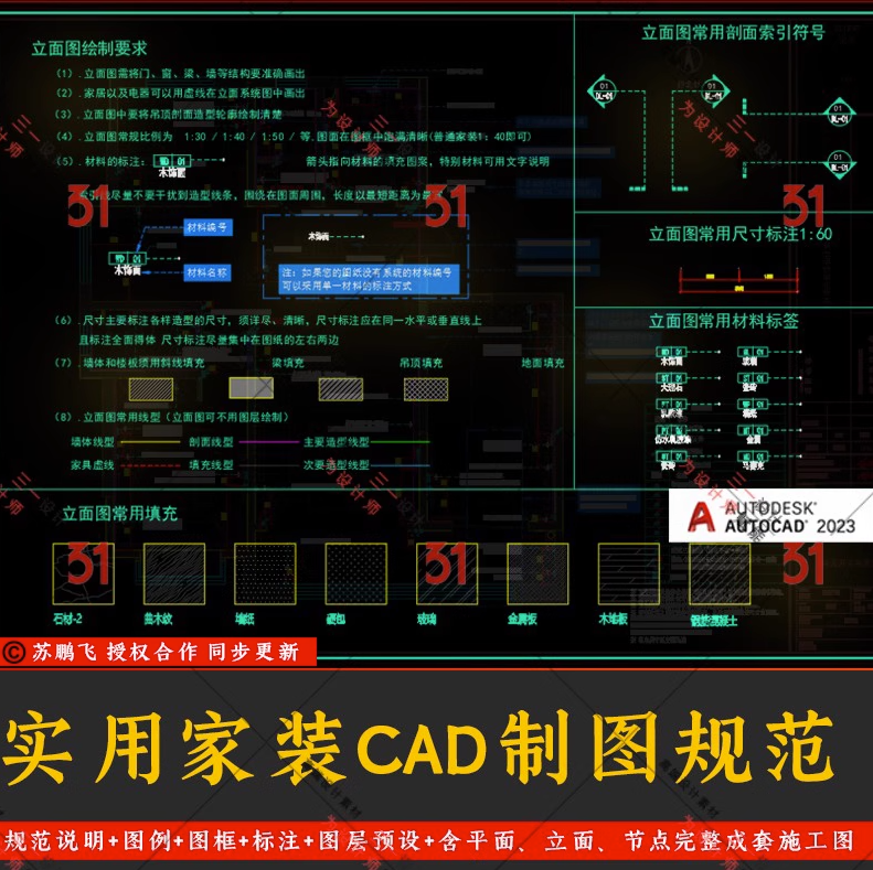 家装全案室内设计CAD制图规范 抖音网红 施工图模板 开图文件