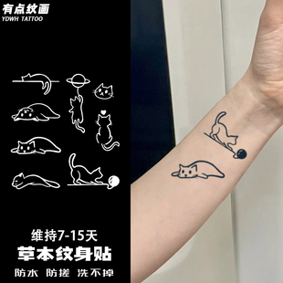 2024新款 小猫咪可爱纹身贴纸防水女持久手腕仿真tattoo锁骨高级感