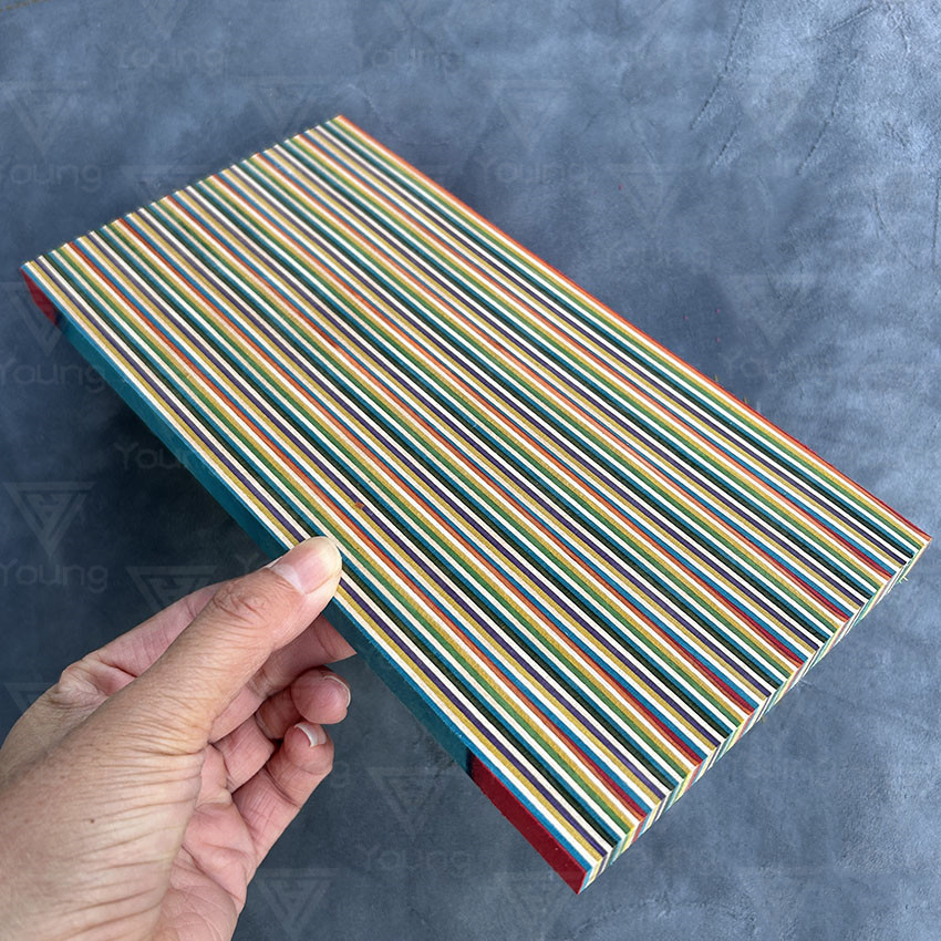 多层彩色染色木料胶合木板杯垫木牌雕刻DIY手工实木板材彩虹木块