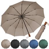 12骨折叠雨伞木柄手动款 三折男女商务抗风耐用大号加固加厚外贸伞