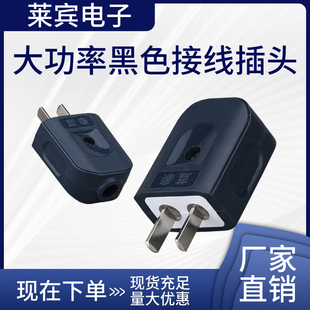 蓝泰A160 二脚可拆10A转动电源插头插座2相16A大功率黑色接线插头