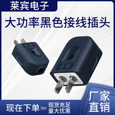 蓝泰A160 二脚可拆10A转动电源插头插座2相16A大功率黑色接线插头