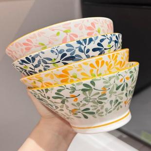 大碗 5英寸米饭碗斗笠碗高脚碗防烫家用网红陶瓷釉下彩吃饭碗日式