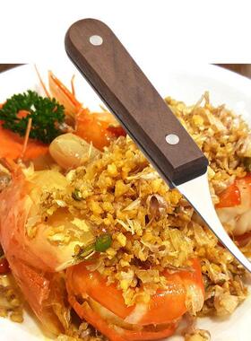 不锈钢去虾线刀清理虾肠剖鱼肚刀剥虾器木柄切虾刀龙虾刀厨房工具