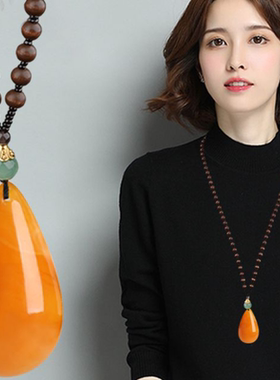 复古吊坠毛衣链秋冬长款项链男女百搭衣服配饰挂件