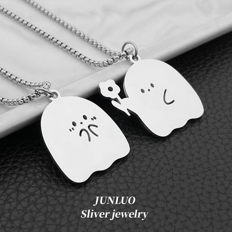 饰品小幽灵吊坠情侣项链一对男女潮酷小众设计感卡通可爱闺蜜礼物