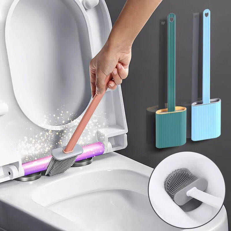 马桶刷无死角家用免打孔洗厕所刷子壁挂卫生间长柄硅胶刷套装神器