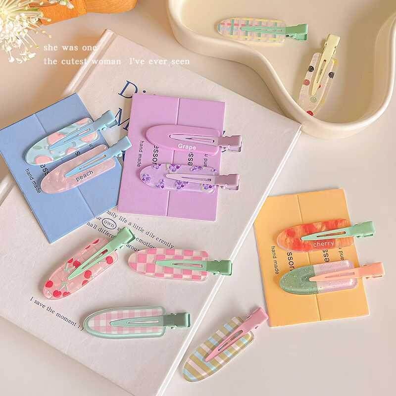 甜美可爱果汁无痕发夹女前额刘海夹化妆夹ins发卡碎发一字夹头饰