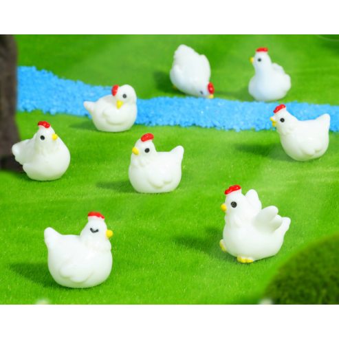立体小摆件造型实色白鸡新款DIY配饰微景观造景小动物材料