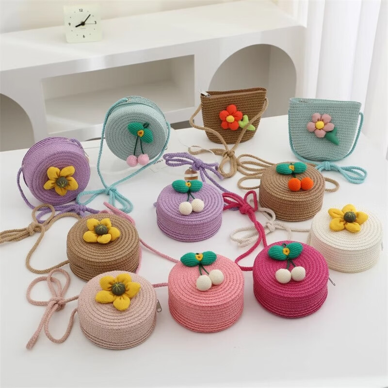 夏日炎炎手工草编包迷你小挎包度假单肩遛弯手机包包沙滩编织包