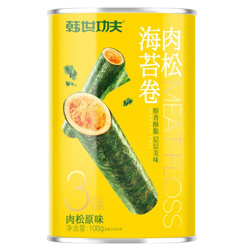 韩世功夫肉松海苔卷100克罐装原味酥脆鲜美解馋追剧出游办公零食