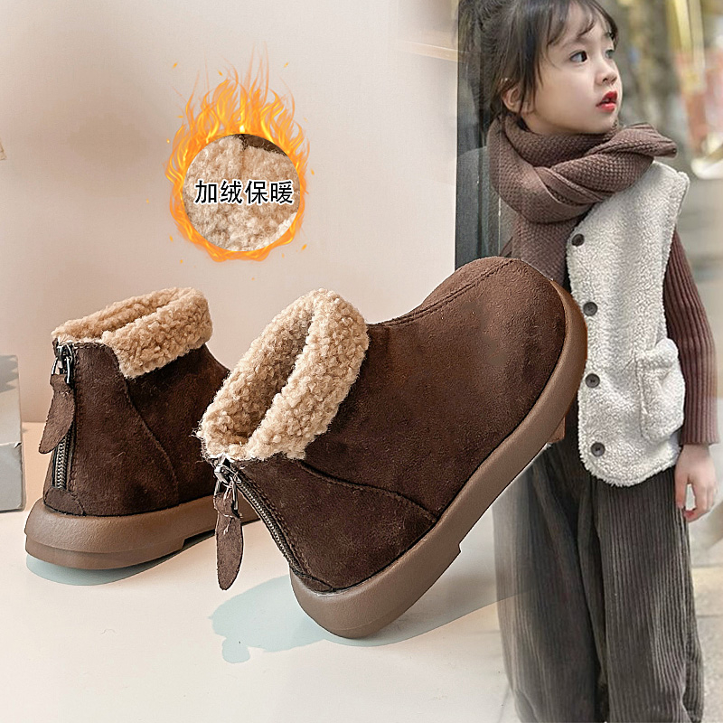 女童加绒勃肯靴子2025冬季新款小女孩时尚加厚棉靴儿童加厚保暖鞋