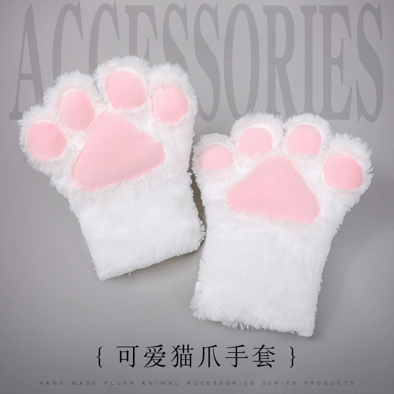 lolita猫爪手套尾巴耳朵道具大卡通熊掌毛绒道具cosplay网红猫咪