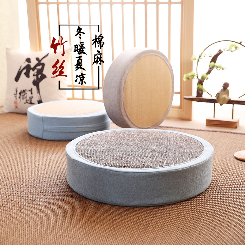 榻榻米坐垫四季通用透气垫禅修拜佛蒲团家用客厅飘窗地垫圆形日式