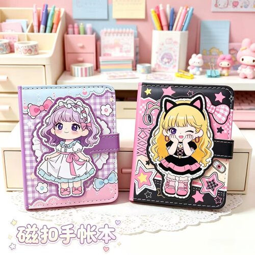 乐悠悠可爱卡通PU皮磁扣手账本