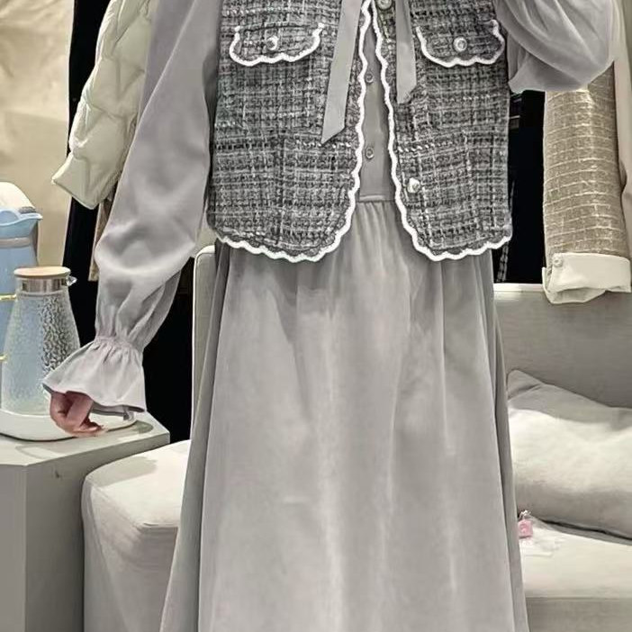 通勤真两件小香风连衣裙