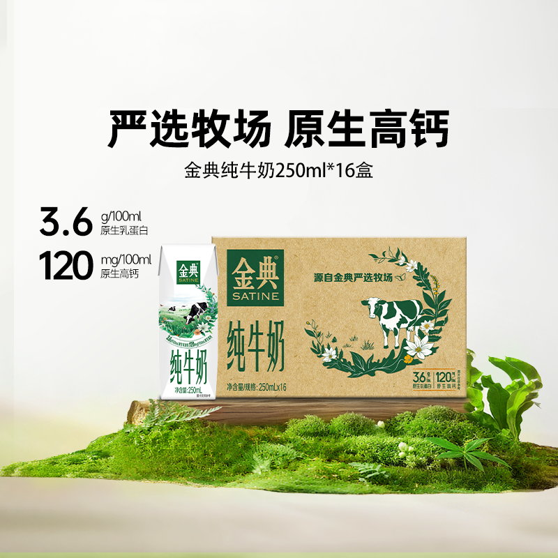 金典纯牛奶250ml*16盒整箱