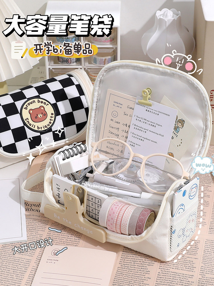 large capacity pencil case kawaii canvas pencilcase school