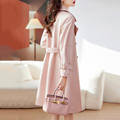 粉色风衣外套女2025新款 免烫抗皱中长款 高级感超好看气质大衣春秋