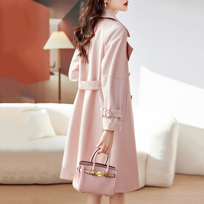 免烫抗皱粉色风衣外套女超好看