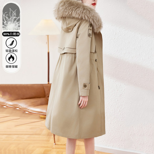 可拆卸内胆白鹅绒派克羽绒服女