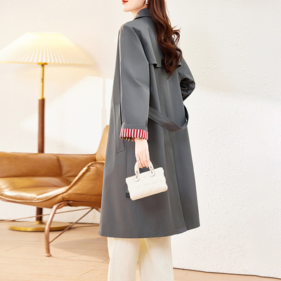 高端大气上档次风衣女款2025新款春秋中长款英伦风单排扣休闲外套