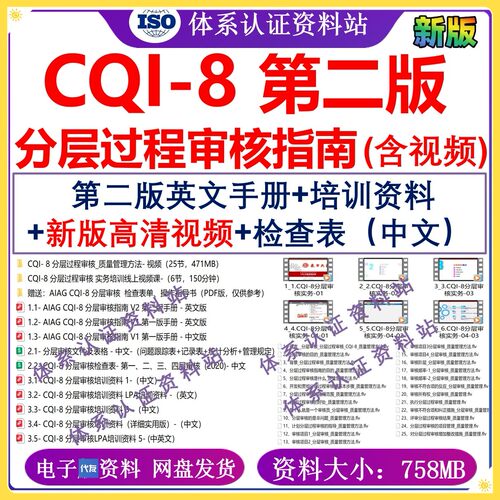 CQI-8分层过程审核指南第二版手册/培训业公/检查表cqi8新版视频