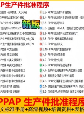 PPAP手册资料/培训视频企业PPAP文件模板 高质量中英文模板可编辑
