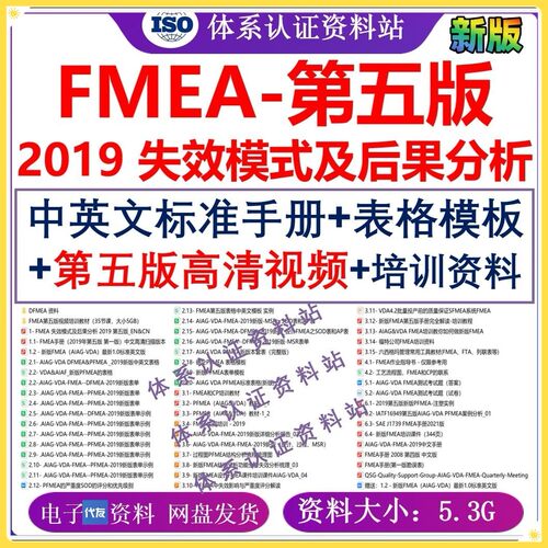 FMEA-2019中英文标准手册/培训业公文件模板fmea第五版高清视频