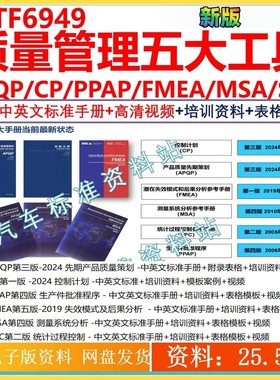 质量管理五大工具APQP/CP/PPAP/FMEA/MSA/SCP 新手册培训视频公司