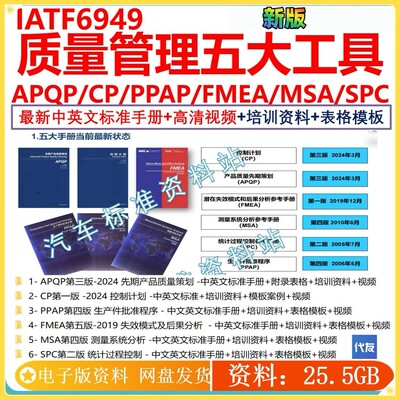 质量管理五大工具APQP/CP/PPAP/FMEA/MSA/SCP 新手册培训视频公司