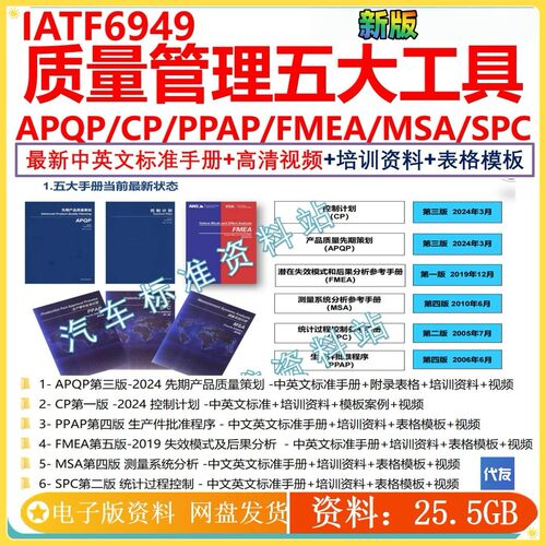 质量管理五大工具APQP/CP/PPAP/FMEA/MSA/SCP 新手册培训视频公司