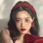 红色港风复古发箍女秋冬甜美酒红色高颅顶编制头箍高级感发饰头饰