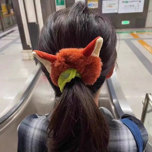 尼克朱迪毛絨發(fā)圈頭繩女2024新款 瘋狂動物城同款 秋冬大腸發(fā)圈皮筋