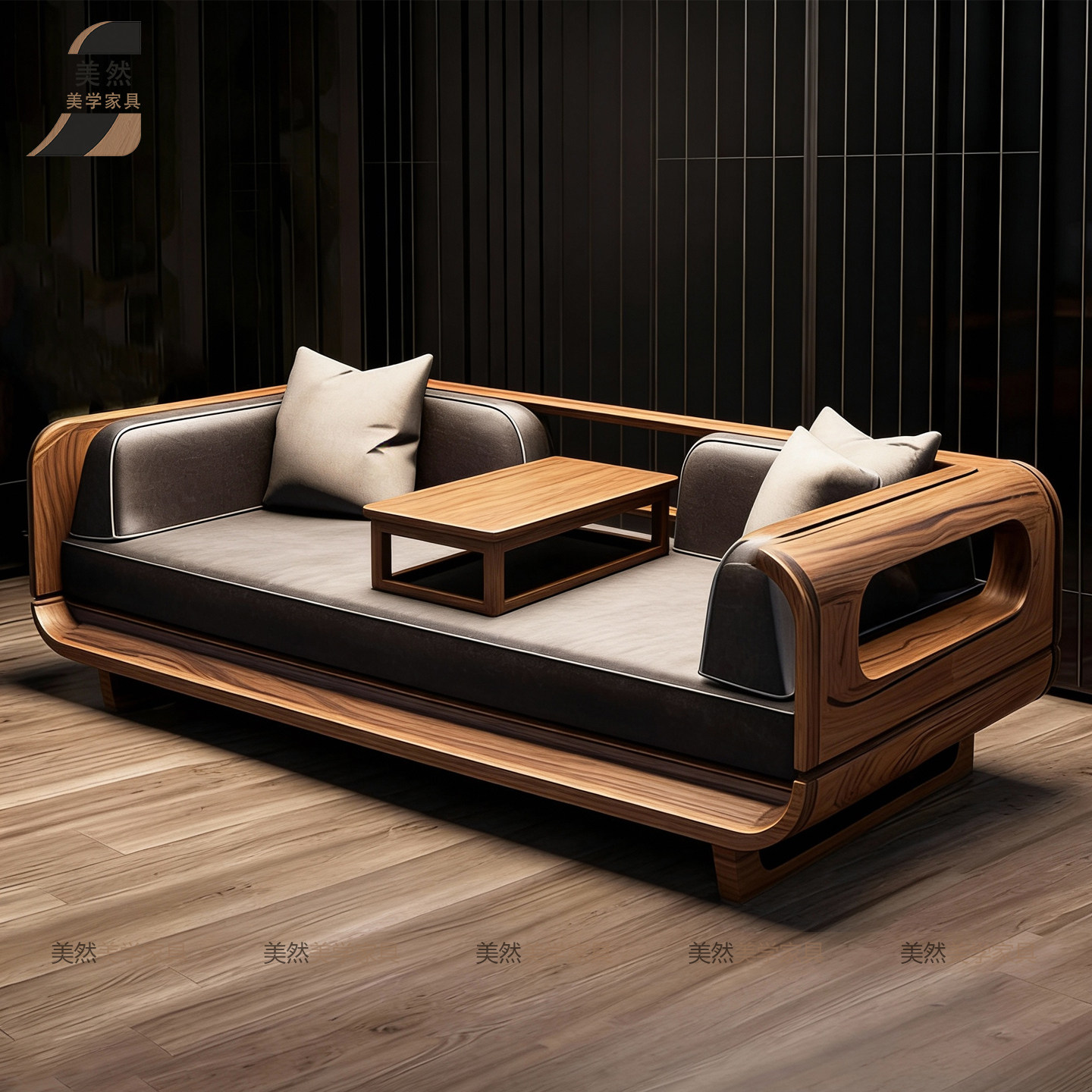 新中式北美黑胡桃实木罗汉床