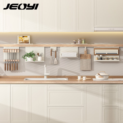 JEOYI奶油风厨房置物架免打孔