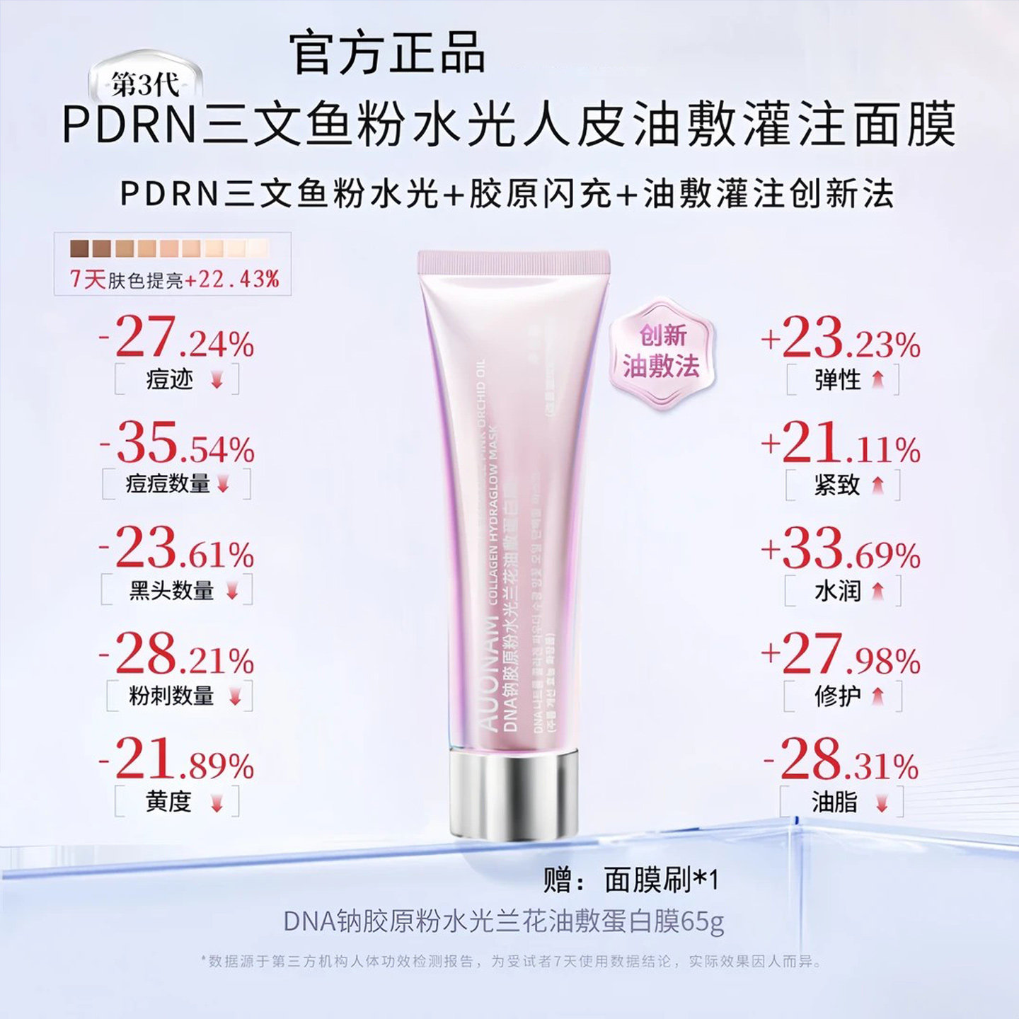 DNA钠胶原蛋白粉人皮发光面膜兰花油保湿补水油敷官方旗舰店正品